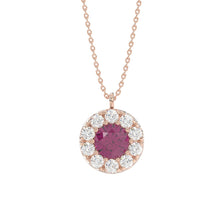 Load image into Gallery viewer, LADIES PENDANT 1/4CT ROUND/RUBY DIAMOND 14K ROSE GOLD (CENTER STONE ROUND DIAMOND 5/8CT )
