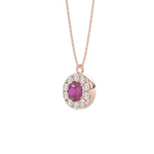 Load image into Gallery viewer, LADIES PENDANT 1/4CT ROUND/RUBY DIAMOND 14K ROSE GOLD (CENTER STONE ROUND DIAMOND 5/8CT )
