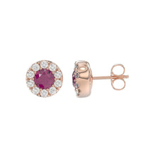 Load image into Gallery viewer, LADIES EARRINGS 5/8CT ROUND/RUBY DIAMOND 14K ROSE GOLD (CENTER STONE RUBY DIAMOND 3/4CT)
