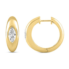 Load image into Gallery viewer, LADIES HOOP EARRINGS 2CT MARQUISE DIAMOND 14K YELLOW GOLD
