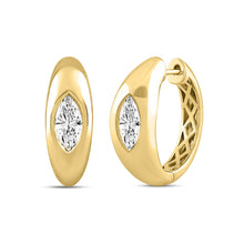 Load image into Gallery viewer, LADIES HOOP EARRINGS 2CT MARQUISE DIAMOND 14K YELLOW GOLD
