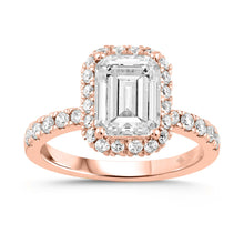 Load image into Gallery viewer, LADIES RING 4.00CT ROUND/EMERALD DIAMOND 14K ROSE GOLD (CENTER STONE EMERALD DIAMOND 3.00CT)
