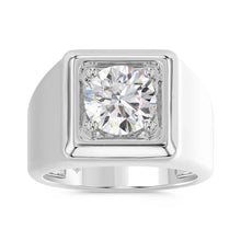Load image into Gallery viewer, MEN'S RING 2CT ROUND DIAMOND 14K WHITE GOLD (CENTER STONE ROUND DIAMOND 2CT )
