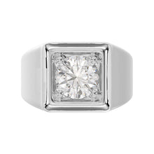 Load image into Gallery viewer, MEN'S RING 2CT ROUND DIAMOND 14K WHITE GOLD (CENTER STONE ROUND DIAMOND 2CT )
