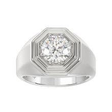 Load image into Gallery viewer, MEN'S RING 2CT ROUND DIAMOND 14K WHITE GOLD (CENTER STONE ROUND DIAMOND 2CT )
