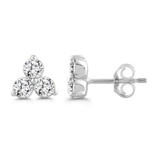 Load image into Gallery viewer, LADIES EARRINGS 1CT ROUND DIAMOND 14K WHITE GOLD 
