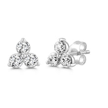 Load image into Gallery viewer, LADIES EARRINGS 1CT ROUND DIAMOND 14K WHITE GOLD 
