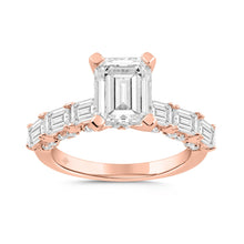 Load image into Gallery viewer, 14K ROSE GOLD 4 1/2CT ROUND/EMERALD DIAMOND LADIES RING (CENTER STONE EMERALD DIAMOND 3CT)

