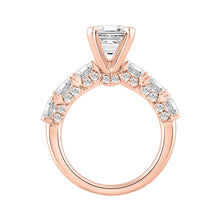 Load image into Gallery viewer, 14K ROSE GOLD 4 1/2CT ROUND/EMERALD DIAMOND LADIES RING (CENTER STONE EMERALD DIAMOND 3CT)
