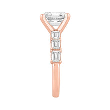 Load image into Gallery viewer, 14K ROSE GOLD 4 1/2CT ROUND/EMERALD DIAMOND LADIES RING (CENTER STONE EMERALD DIAMOND 3CT)
