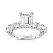 Load image into Gallery viewer, LADIES RING 4 1/2CT ROUND/EMERALD DIAMOND 14K WHITE GOLD (CENTER STONE EMERALD DIAMOND 3.00CT)
