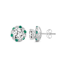 Load image into Gallery viewer, 14K WHITE GOLD 2 1/2CT ROUND/ROUND GREEN DIAMOND LADIES EARRING (CENTER STONE ROUND DIAMOND 2CT)
