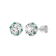 Load image into Gallery viewer, 14K WHITE GOLD 2 1/2CT ROUND/ROUND GREEN DIAMOND LADIES EARRING (CENTER STONE ROUND DIAMOND 2CT)
