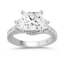 Load image into Gallery viewer, LADIES RING 4 1/2CT ROUND/PRINCESS/TRAPEZOID DIAMOND 14K WHITE GOLD (CENTER STONE PRINCESS DIAMOND 3CT )
