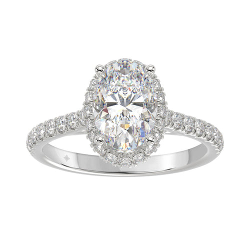 LADIES RING 2 1/2CT ROUND/OVAL DIAMOND 14K WHITE GOLD (CENTER STONE OVAL DIAMOND 2CT )