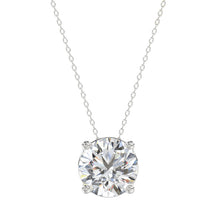 Load image into Gallery viewer, LADIES SOLITAIRE PENDANT WITH UNDER-PASS CHAIN 3CT ROUND DIAMOND 14K WHITE GOLD 
