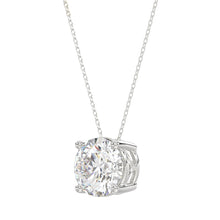 Load image into Gallery viewer, LADIES SOLITAIRE PENDANT WITH UNDER-PASS CHAIN 3CT ROUND DIAMOND 14K WHITE GOLD 
