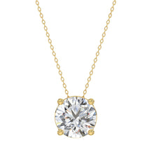 Load image into Gallery viewer, LADIES SOLITAIRE PENDANT WITH UNDER-PASS CHAIN 3CT ROUND DIAMOND 14K YELLOW GOLD 
