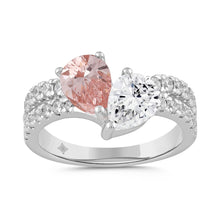 Load image into Gallery viewer, 14K WHITE/ROSE GOLD 2.00CT ROUND/PINK PEAR DIAMOND LADIES RING (CENTER STONE PEAR DIAMOND 3/4CT)
