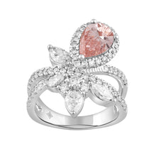 Load image into Gallery viewer, 14K WHITE GOLD 3.00CT ROUND/PEAR/MARQUISE DIAMOND LADIES RING  (CENTER STONE PINK PEAR DIAMOND 1 1/2CT)
