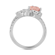 Load image into Gallery viewer, 14K WHITE GOLD 3.00CT ROUND/PEAR/MARQUISE DIAMOND LADIES RING  (CENTER STONE PINK PEAR DIAMOND 1 1/2CT)
