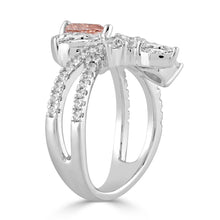 Load image into Gallery viewer, 14K WHITE GOLD 3.00CT ROUND/PEAR/MARQUISE DIAMOND LADIES RING  (CENTER STONE PINK PEAR DIAMOND 1 1/2CT)
