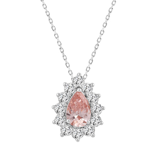 LADIES PENDANT 2 1/2CT ROUND/PEAR DIAMOND 14K WHITE/ROSE GOLD (CENTER STONE PEAR DIAMOND 1CT )