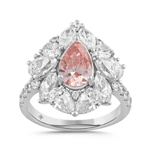 Load image into Gallery viewer, 14K WHITE/ROSE GOLD 4 1/2CT ROUND/PEAR/MARQUISE DIAMOND LADIES RING (CENTER STONE PINK PEAR DIAMOND 2.00CT
