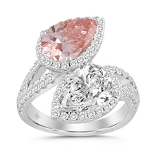 Load image into Gallery viewer, LADIES RING 4 3/4CT ROUND/PEAR DIAMOND 14K WHITE GOLD (CENTER STONE PEAR DIAMOND 2CT )
