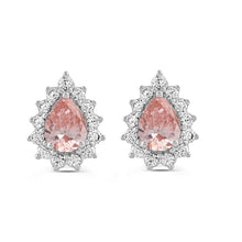 Load image into Gallery viewer, LADIES EARRINGS 3CT ROUND/PEAR DIAMOND 14K WHITE/ROSE GOLD (CENTER STONE PEAR DIAMOND 1CT )
