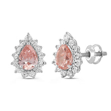 Load image into Gallery viewer, LADIES EARRINGS 3CT ROUND/PEAR DIAMOND 14K WHITE/ROSE GOLD (CENTER STONE PEAR DIAMOND 1CT )
