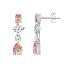 Load image into Gallery viewer, 14K WHITE GOLD 3 1/2CT OVAL/PEAR DIAMOND LADIES EARRINGS (PINK PEAR DIAMOND)

