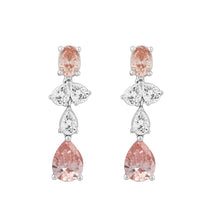 Load image into Gallery viewer, 14K WHITE/ROSE GOLD 3 1/2CT OVAL/PEAR DIAMOND LADIES EARRINGS (PINK PEAR DIAMOND)
