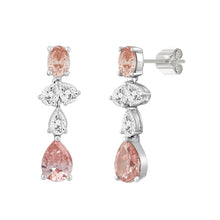 Load image into Gallery viewer, 14K WHITE/ROSE GOLD 3 1/2CT OVAL/PEAR DIAMOND LADIES EARRINGS (PINK PEAR DIAMOND)
