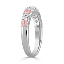 Load image into Gallery viewer, 14K White Gold 1.00 CT Round Pink &amp; White Diamond Alternating Band Ring
