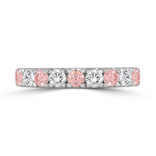 Load image into Gallery viewer, 14K White Gold 1.00 CT Round Pink &amp; White Diamond Alternating Band Ring
