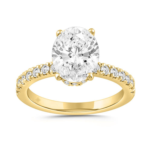 LADIES RING 2 1/2CT ROUND/OVAL DIAMOND 14K YELLOW GOLD (CENTER STONE OVAL DIAMOND 2CT )