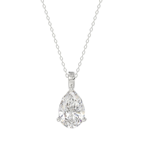 LADIES SOLITAIRE PENDANT 2 1/2CT PEAR DIAMOND 14K WHITE GOLD 
