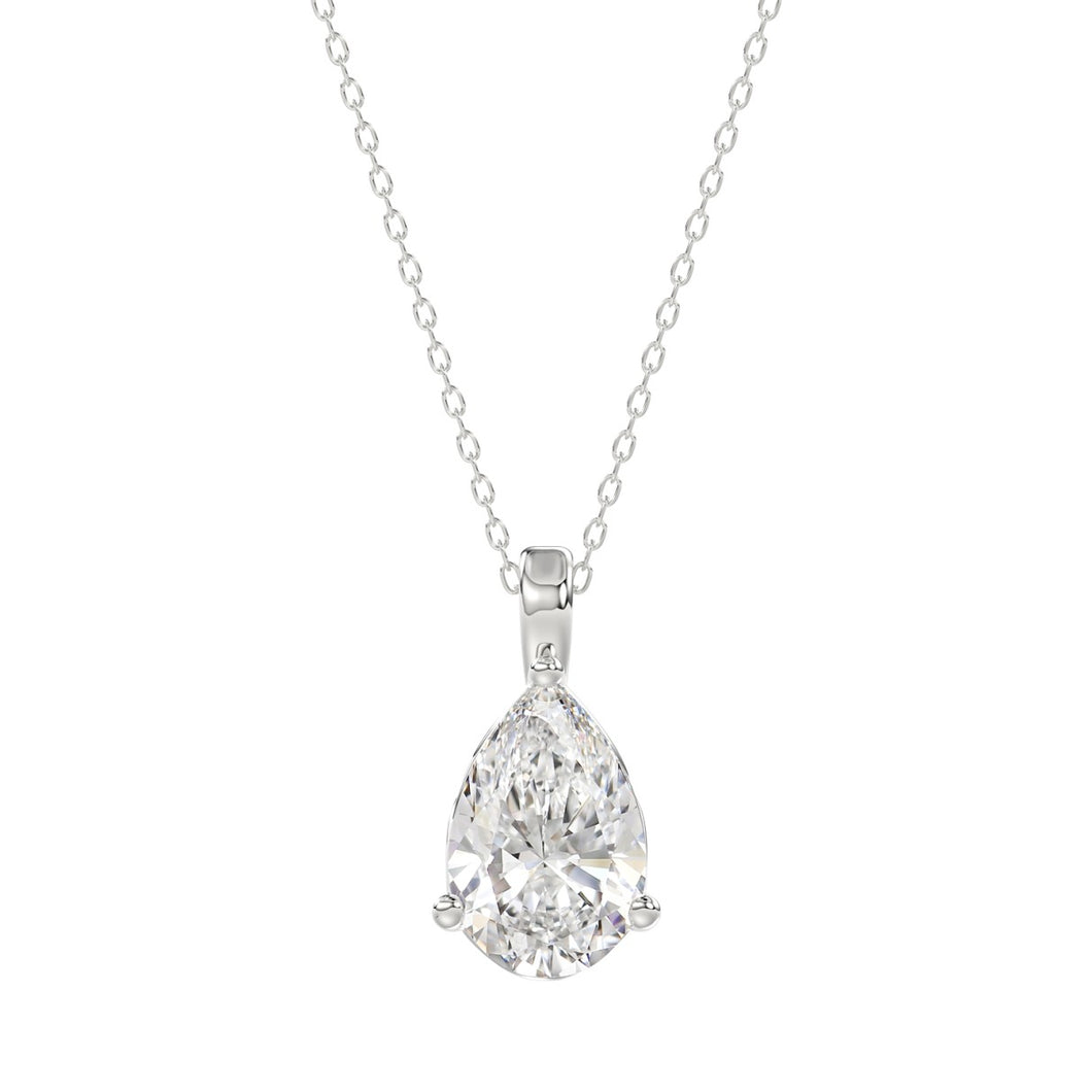 LADIES SOLITAIRE PENDANT 2 1/2CT PEAR DIAMOND 14K WHITE GOLD 