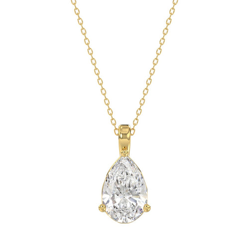 LADIES SOLITAIRE PENDANT 2 1/2CT PEAR DIAMOND 14K YELLOW GOLD 