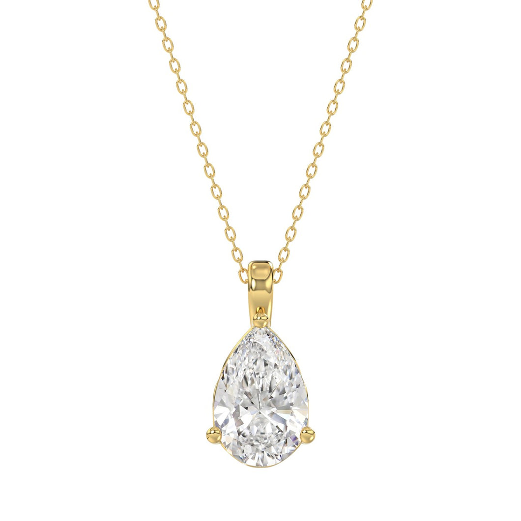 LADIES SOLITAIRE PENDANT 2 1/2CT PEAR DIAMOND 14K YELLOW GOLD 