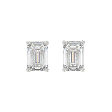 Load image into Gallery viewer, LADIES SOLITAIRE EARRINGS 4.00CT EMERALD DIAMOND 14K WHITE GOLD 
