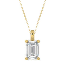 Load image into Gallery viewer, LADIES SOLITAIRE PENDANT WITH CHAIN 4CT EMERALD DIAMOND 14K YELLOW GOLD 
