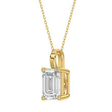Load image into Gallery viewer, LADIES SOLITAIRE PENDANT WITH CHAIN 4CT EMERALD DIAMOND 14K YELLOW GOLD 
