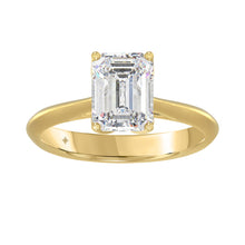 Load image into Gallery viewer, LADIES SOLITAIRE RING 2 1/2CT EMERALD DIAMOND 14K YELLOW GOLD (CENTER STONE EMERALD DIAMOND 2 1/2CT)
