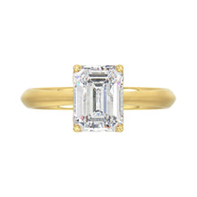 Load image into Gallery viewer, LADIES SOLITAIRE RING 2 1/2CT EMERALD DIAMOND 14K YELLOW GOLD (CENTER STONE EMERALD DIAMOND 2 1/2CT)
