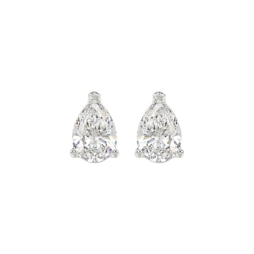 LADIES SOLITAIRE EARRINGS 2 1/2CT PEAR DIAMOND 14K WHITE GOLD 