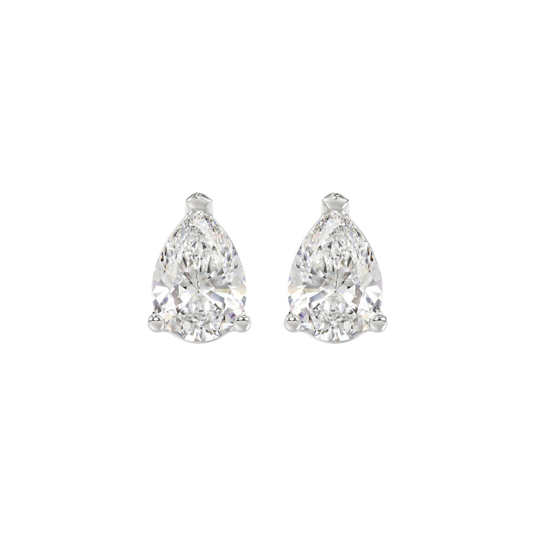 LADIES SOLITAIRE EARRINGS 2 1/2CT PEAR DIAMOND 14K WHITE GOLD 
