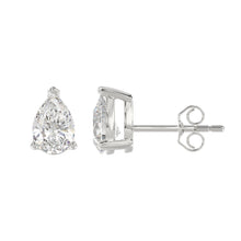 Load image into Gallery viewer, LADIES SOLITAIRE EARRINGS 2 1/2CT PEAR DIAMOND 14K WHITE GOLD 
