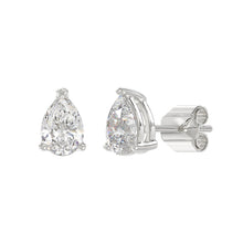 Load image into Gallery viewer, LADIES SOLITAIRE EARRINGS 2 1/2CT PEAR DIAMOND 14K WHITE GOLD 
